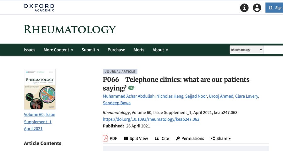 Oxford Academic — Rheumatology Journal